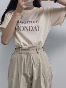 Dazy-Less Letter Graphic Tee Summer Oversized T-Shirt