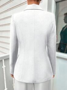 EURMUSE Women's Solid Minimalist Daily Wear Long Sleeve Blazer - White - View 2
