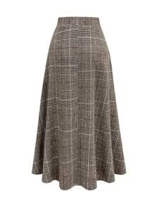 EARO French Retro Design High-End Fashion Versatile Plaid High-Waisted Pleated Elegant Commuter Skirt, Autumn/Winter New High-Waisted Slimming Distinctive Elegant Waist-Cinching Comfortable Woolen Plaid A-Line Flared Skirt