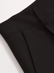 DAZY Pantalones rectos de unicolor negro para traje de negocios de mujer, pantalones de vestir de mujer - Negro - Ver 3
