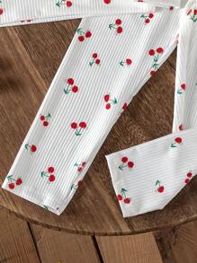 2pcs Young Girl Lightweight Knit Ruffled Collar Splicing Long Sleeve Top And Matching Comfy Pants Set, Spring/Autumn - White - View 5