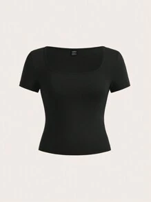 SHEIN EZwear 3pcs Pack Plus Size Women Black, White, Pink Short Sleeve Cropped Fitted T-Shirts For Summer Suitable For Going Out