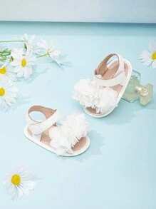 婴幼儿花朵装饰可爱休闲软底凉鞋 - 白色 - 查看 2