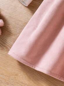 Young Girl Cute Polka Dot Patchwork Rabbit Ear Bow Ruffle Collar Long Sleeve Dress, Fall Winter New - White - View 6