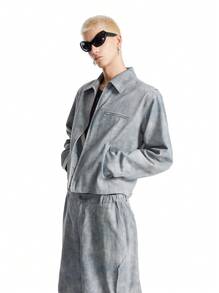 NEON BLANC Jaket Bomber Detroit Pria Model Street dengan Efek Denim Tenun Longgar Pendek dan Resleting, Cocok untuk Musim Gugur, Musim Dingin, Musim Semi, dan Aktivitas Luar Ruangan - MultiWarna - View 1