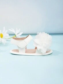 婴幼儿花朵装饰可爱休闲软底凉鞋 - 白色 - 查看 6