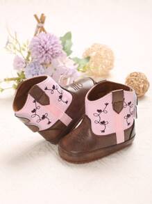 Botas de invierno con suela blanda y estampado para recién nacidos y bebés de 0 a 1 año - Rosa - Ver 7