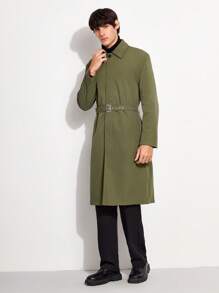 Manfinity VCAY 男士梭织修身领口长袖休闲风衣，适合秋季