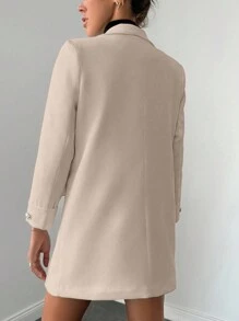 EURMUSE Chaqueta De Traje Para Mujeres Con Color Sólido Y Decoración De Bolsillo - Albaricoque - Ver 2