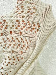 SHEIN LUNE 實心針織落肩毛衣 - 杏色 - 查看 7