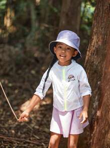 SHEIN Girls Outdoor Sports Hooded Jacket, Water-Resistant And Windproof For Hiking,Camping And Running, Autumn/Winter - White - View 3