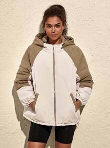 VARSITIE Chaquetas deportivas de mujer con capucha con cordón y bloques de color