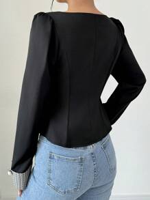 Elenzga 女式撞色拼布长袖开衫