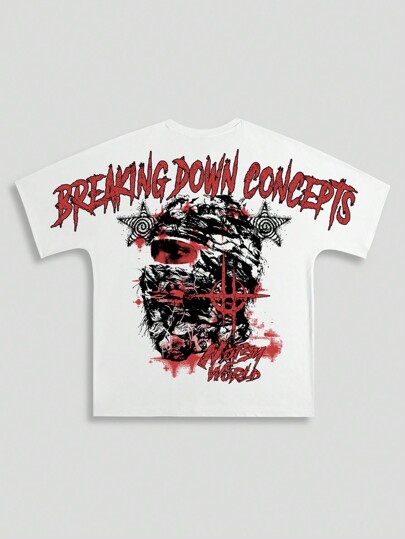 Street Life 6024 Milk Silk Batwing Sleeve Heat Transfer Letter Printed Crew Neck Summer Short Sleeve T-Shirt