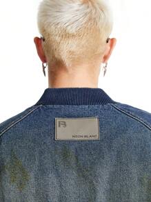 NEON BLANC 100% Cotton Men Street Style Washed Loose Denim Jacket