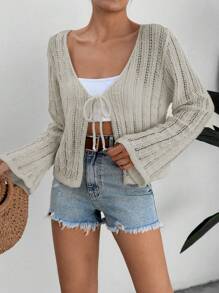 RueChic 绑带 Ajure 开衫 - 米色 - 查看 3