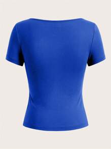 SHEIN EZwear 3 件女式黑色、白色、蓝色短袖短款休闲紧身 T 恤，适合夏季 - 彩色 - 查看 10