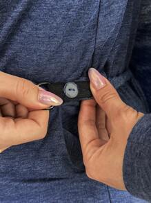 SHEIN 2 件套孕妇纯色吊带背心长袖上衣，秋冬季 - 藏蓝色 - 查看 4