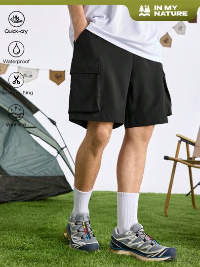 In My Nature Men's Pocket Sports Casual All-Match Outdoor Shorts Black Shorts