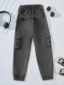 SHEIN Tween Boys Casual Cargo Multi-Pocket Woven Pants