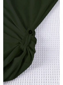 SHEIN LUNE 大码女式纯色松紧腰七分休闲裤 - 軍綠色 - 查看 5