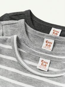 Cozy Pixies 3件套男婴圆领套头衫，时尚秋冬款 - 灰色 - 查看 7