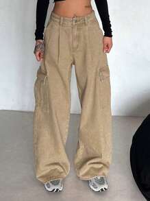 DAZY Women's Loose Straight Leg Jeans With Big Pockets