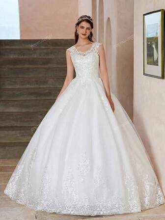 Elegante vestido de novia bordado a mano con aplicación, hermoso vestido para boda, vestido de novia