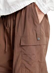 Manfinity VCAY Men Baggy Multi-Pocket Drawstring Waist Cargo Pants With Ankle Drawcord - Brown - View 5