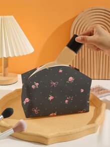ROMWE Kawaii 带蝴蝶结和花朵图案的天鹅绒化妆包 - 彩色 - 查看 2