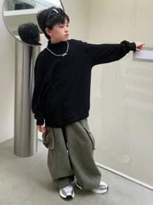 Bộ 2 áo len dệt kim Jacquard phong cách Hàn Quốc thường ngày cho bé trai và quần cạp chun - Nhiều màu - Xem 7