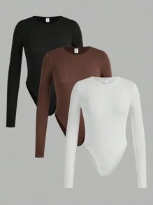 SHEIN Girlism 青少年女孩休闲简约舒适圆领长袖紧身衣套装