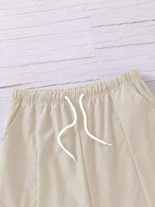 Teen Boys' Casual Solid Color Drawstring Waist Cargo Pants