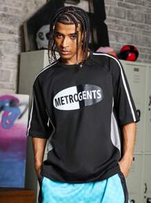 Manfinity Sport Corelite Boyfriend Style Men Contrasting Print Round Neck Short Sleeve Sports T-Shirt School