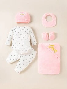 SHEIN Infant/Toddler Girls 2-24M Embroidered Gift Sets, Warm And Comfortable Casual Outfits For Autumn/Winter - Multicolor - View 2