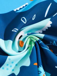 Young Boys Long Sleeve Shorts Swimsuit Set - Navy Blue - View 6