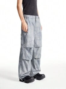 Manfinity VCAY Men's Printed Fabric Casual Long Cargo Pants, Suitable For Daily Wear