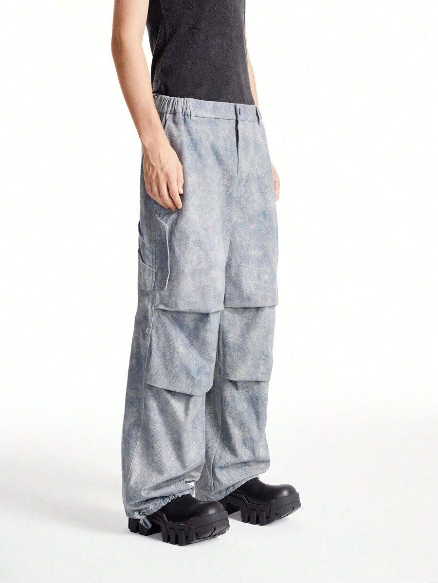 Manfinity VCAY Men's Printed Fabric Casual Long Cargo Pants, Suitable For Daily Wear