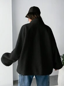 SHEIN EZwear 大码女式字母印花宽松休闲长袖夹克秋冬季