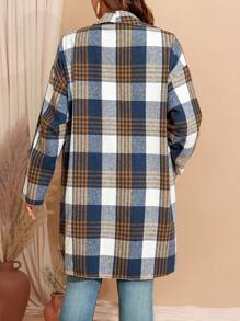 EMERY ROSE Áo khoác thu tay dài kẻ caro cỡ lớn, mặc thường ngày có túi - Nhiều màu - Xem 5