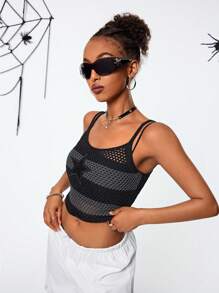 SHEIN Coolane Y2K Knitted Star Shaped Patchwork Women's Knit Top For Halloween