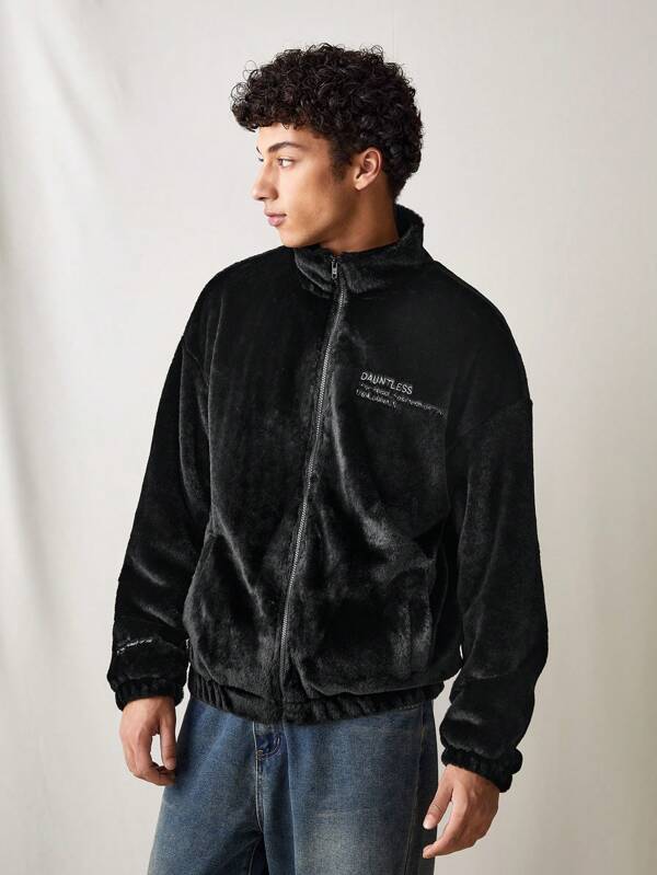 Manfinity VCAY Herren gestrickte, lässige, weite Jacke mit Stickerei Muster, Langarm
