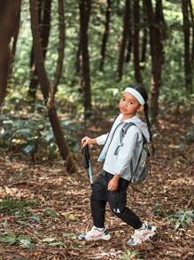 SHEIN Toddler Girls' Outdoor Adventure Windproof Waterproof Abrasion Resistant Hard Shell Jacket, Light Blue, Fall/Winter - Blue - View 4