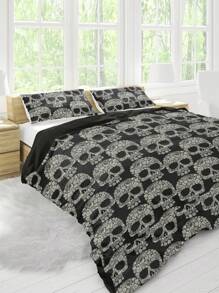 Fashionable Home Skull Print Duvet Cover Set - Black - View 6