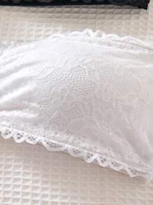 SHEIN 2pcs/Set Teen Girl Lace Trim Ruched Padded Comfortable Breathable Seamless Tube Top - Black and White - View 6