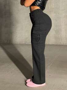 女性時尚Born大口袋修身貨褲