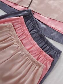 6件套撞色翻领开衫和心形口袋长袖上衣和裤子 - 彩色 - 查看 6