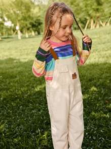 SHEIN Young Boy Fashionable Casual Pocketed Bib Pants With Buttons Overall - Apricot - View 6