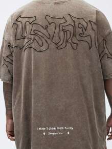 Manfinity VCAY Nam Plus Kích Thước Dệt Kim Bông Tuyết Xào Đĩa Dày Dáng Rộng Áo Thun Tay Ngắn, Thích Hợp Cho Mùa Hè - màu nâu - Xem 4