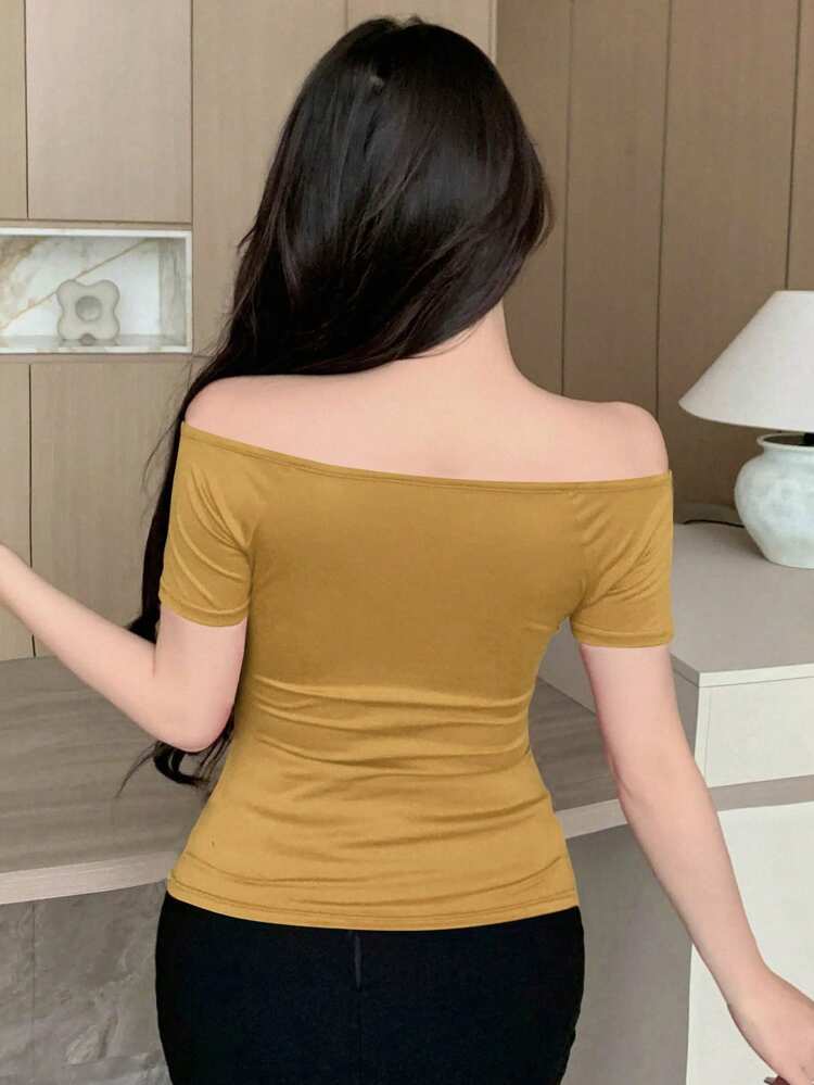 Women's Summer Solid Color Sweetheart Neck Raglan Sleeve T-Shirt Going Out Tops Women